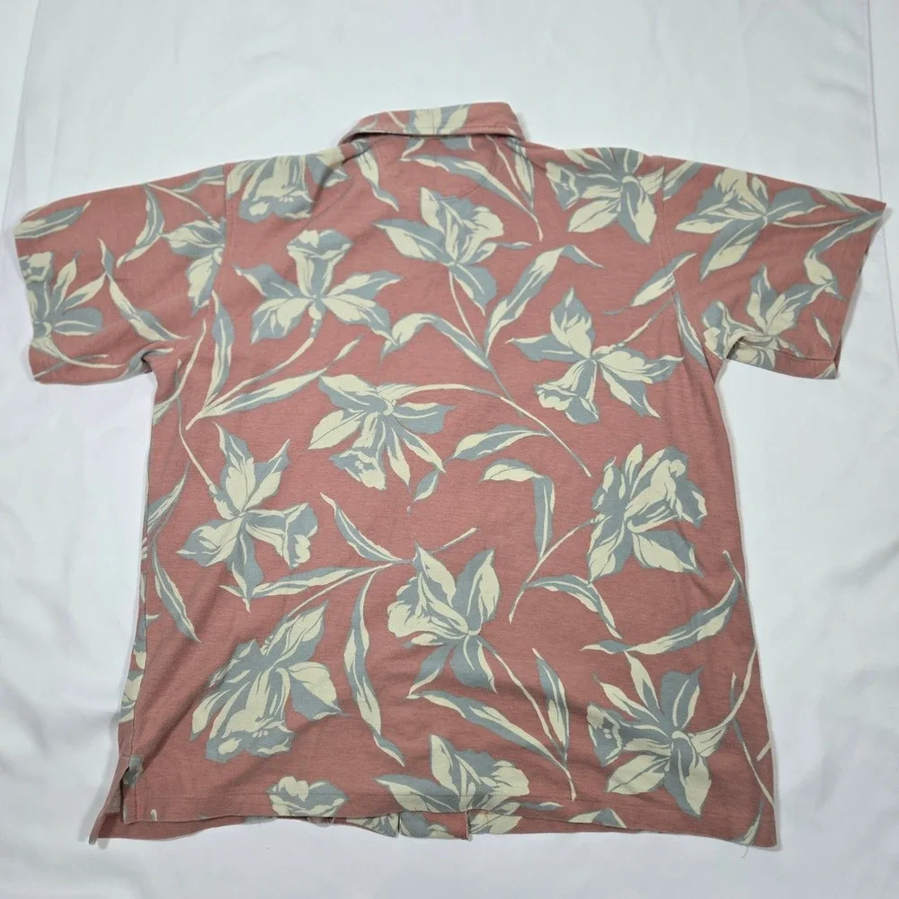 Vintage Polo Ralph Lauren Mens L Hawaiian Shirt USA Made Pink Floral Camp 90s